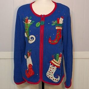 Vintage TIARA Embellished Holiday Cardigan Sweater